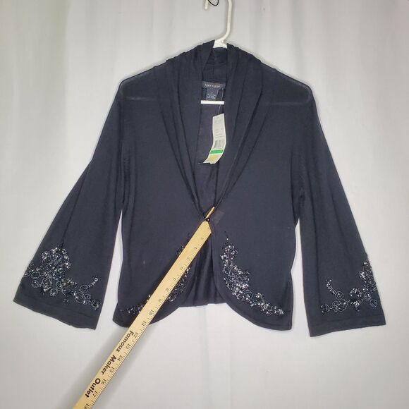 Karen Kane Silk Cashmere Cardigan Large Beaded Romantic Witchy Quiet Luxury - Picture 6 of 13